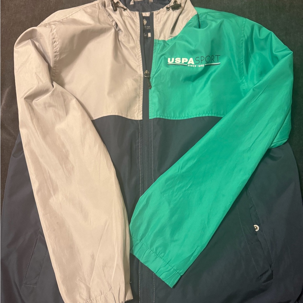 U.S. Polo Assn. Men's Windbreaker - Teal, Gray, and Black